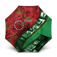 Personalised Cook Islands ANZAC 1915-2026 Filmstrip Umbrella Lest We Forget 25 April LT9 One Size Folded 11.42 inch Opened Diameter 37.4 inch Green - Polynesian Pride