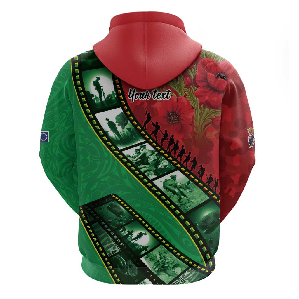 Personalised Cook Islands ANZAC 1915-2026 Filmstrip Zip Hoodie Lest We Forget 25 April LT9 - Polynesian Pride