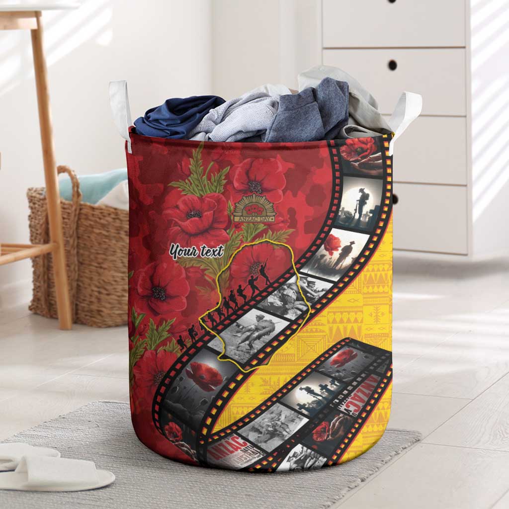 Personalised Niue ANZAC 1915-2026 Filmstrip Laundry Basket Lest We Forget 25 April LT9 Gold - Polynesian Pride