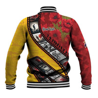 Personalised Niue ANZAC 1915-2026 Filmstrip Baseball Jacket Lest We Forget 25 April LT9 - Polynesian Pride