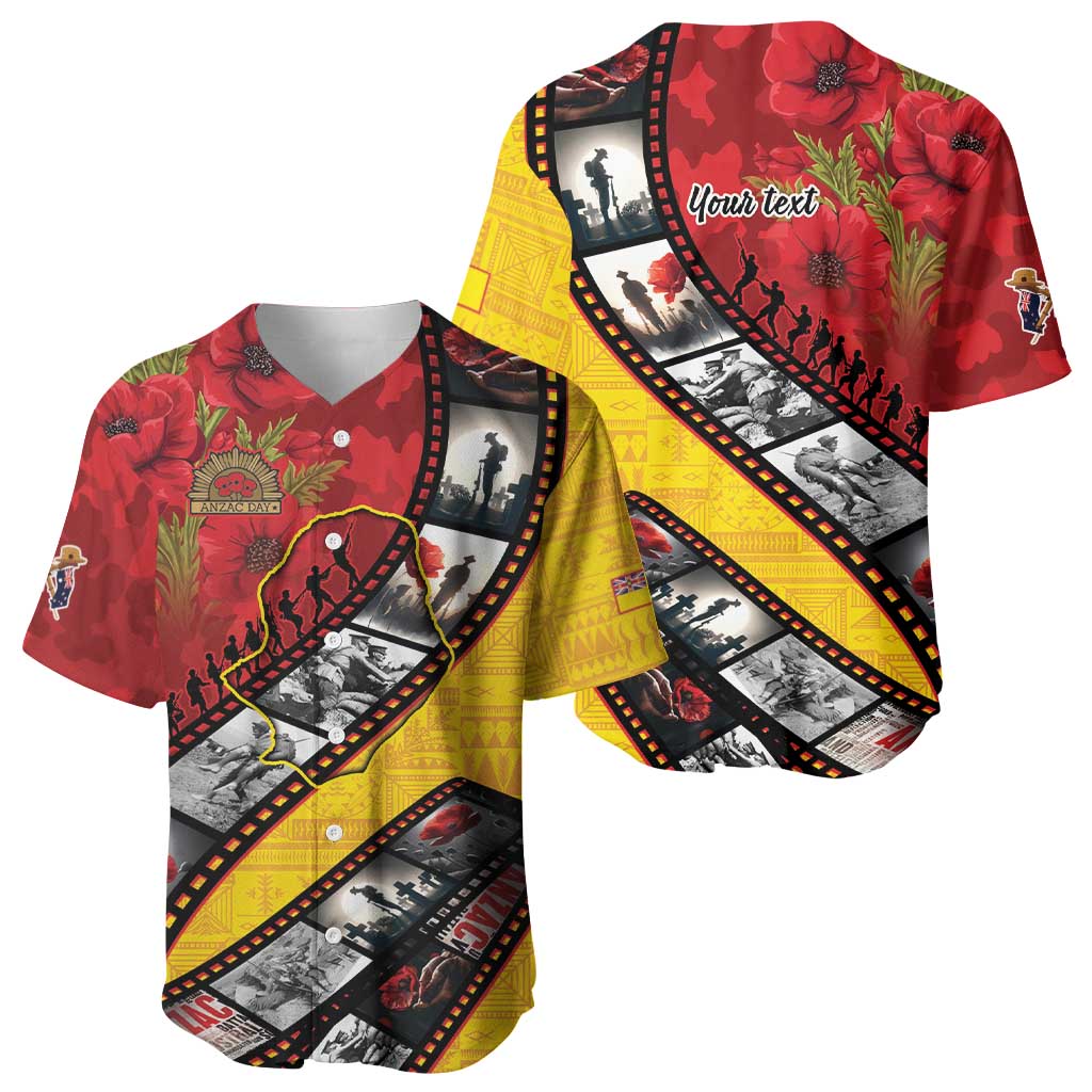 Personalised Niue ANZAC 1915-2026 Filmstrip Baseball Jersey Lest We Forget 25 April LT9 - Polynesian Pride
