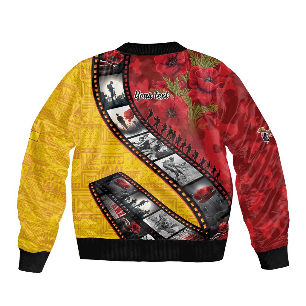 Personalised Niue ANZAC 1915-2026 Filmstrip Bomber Jacket Lest We Forget 25 April LT9 - Polynesian Pride