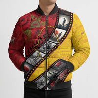 Personalised Niue ANZAC 1915-2026 Filmstrip Bomber Puffer Jacket Lest We Forget 25 April LT9 - Polynesian Pride