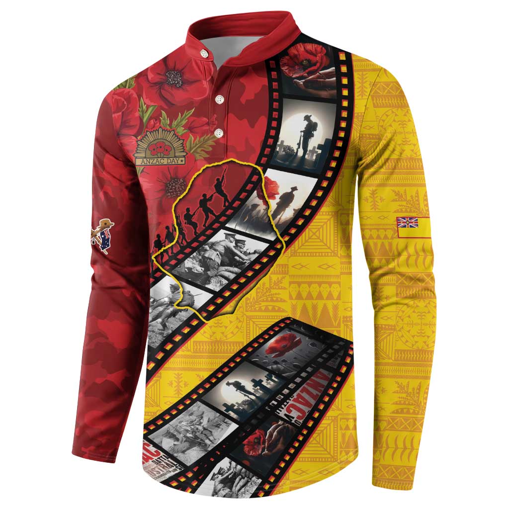 Personalised Niue ANZAC 1915-2026 Filmstrip Button Sweatshirt Lest We Forget 25 April