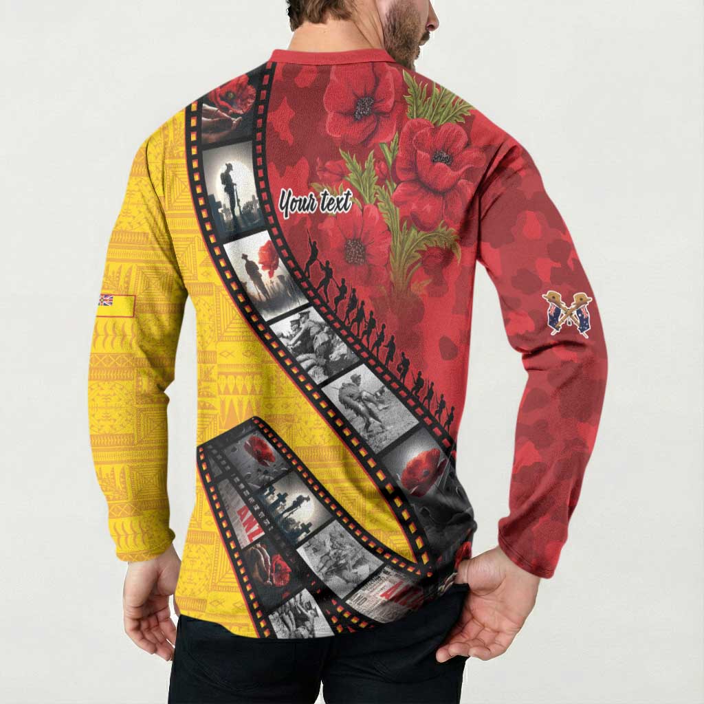 Personalised Niue ANZAC 1915-2026 Filmstrip Button Sweatshirt Lest We Forget 25 April