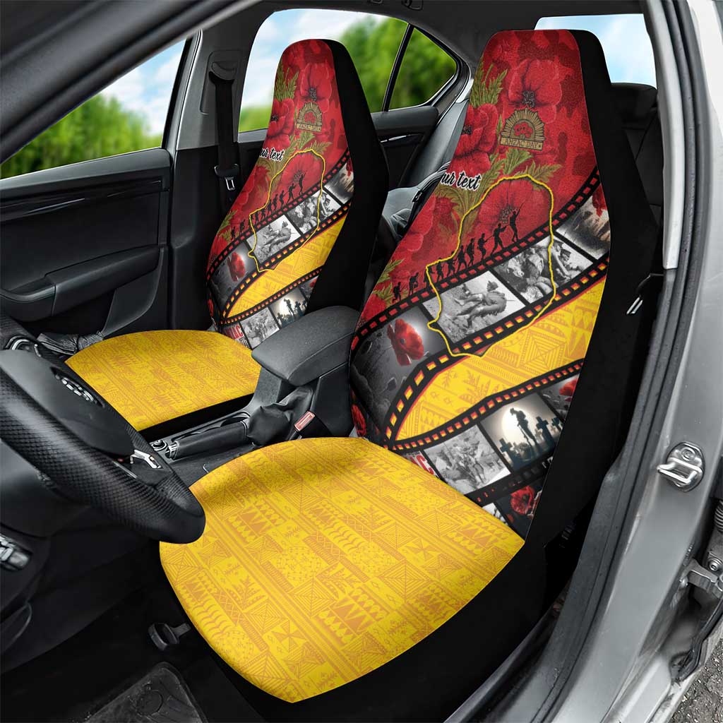 Personalised Niue ANZAC 1915-2026 Filmstrip Car Seat Cover Lest We Forget 25 April LT9 - Polynesian Pride