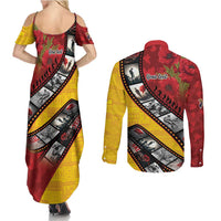 Personalised Niue ANZAC 1915-2026 Filmstrip Couples Matching Summer Maxi Dress and Long Sleeve Button Shirt Lest We Forget 25 April