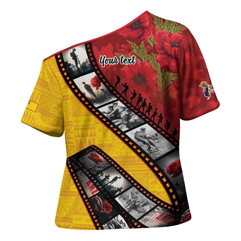 Personalised Niue ANZAC 1915-2026 Filmstrip Cross Shoulder Shirt Lest We Forget 25 April LT9 - Polynesian Pride