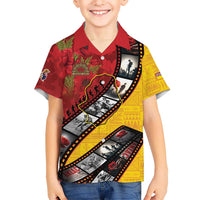 Personalised Niue ANZAC 1915-2026 Filmstrip Family Matching Long Sleeve Bodycon Dress and Hawaiian Shirt Lest We Forget 25 April LT9 Son's Shirt Gold - Polynesian Pride