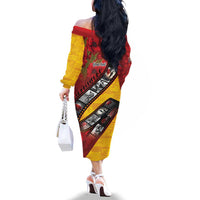 Personalised Niue ANZAC 1915-2026 Filmstrip Family Matching Off The Shoulder Long Sleeve Dress and Hawaiian Shirt Lest We Forget 25 April LT9 - Polynesian Pride
