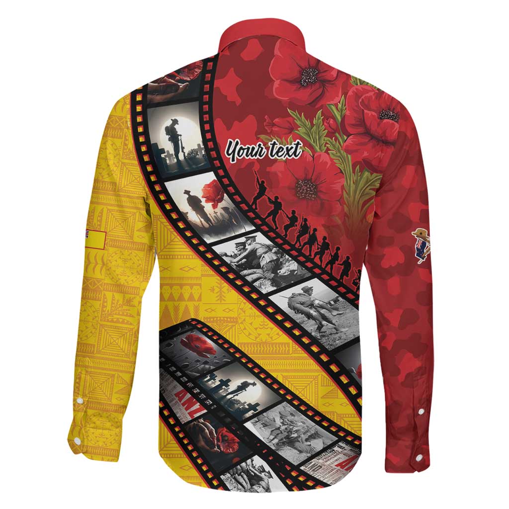 Personalised Niue ANZAC 1915-2026 Filmstrip Family Matching Off Shoulder Maxi Dress and Hawaiian Shirt Lest We Forget 25 April LT9 - Polynesian Pride