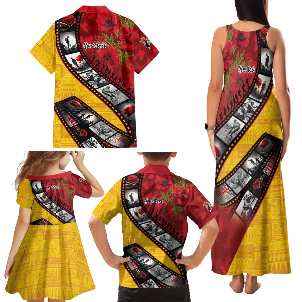 Personalised Niue ANZAC 1915-2026 Filmstrip Family Matching Tank Maxi Dress and Hawaiian Shirt Lest We Forget 25 April LT9 - Polynesian Pride