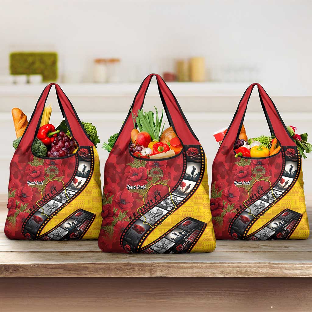 Personalised Niue ANZAC 1915-2026 Filmstrip Grocery Bag Lest We Forget 25 April LT9 3-pack One Size Gold - Polynesian Pride