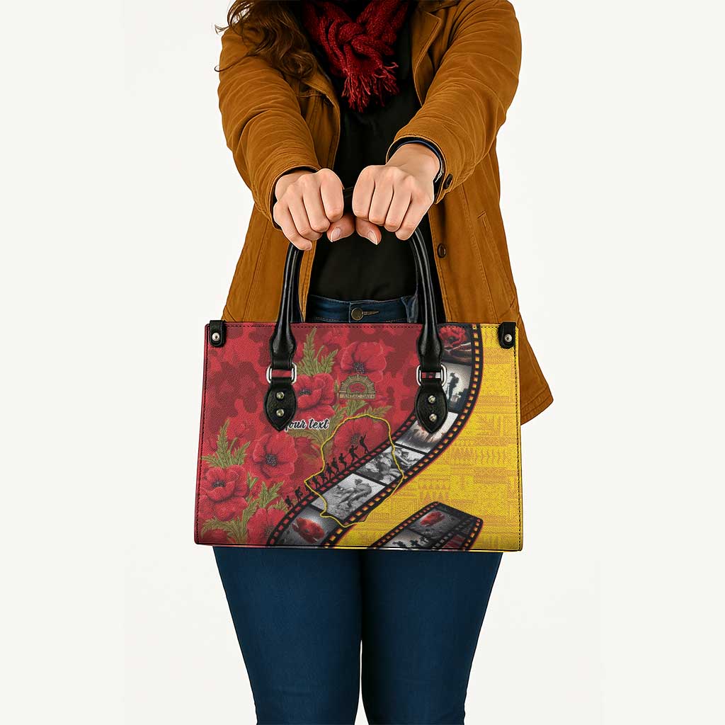 Personalised Niue ANZAC 1915-2026 Filmstrip Leather Bag Lest We Forget 25 April LT9 - Polynesian Pride