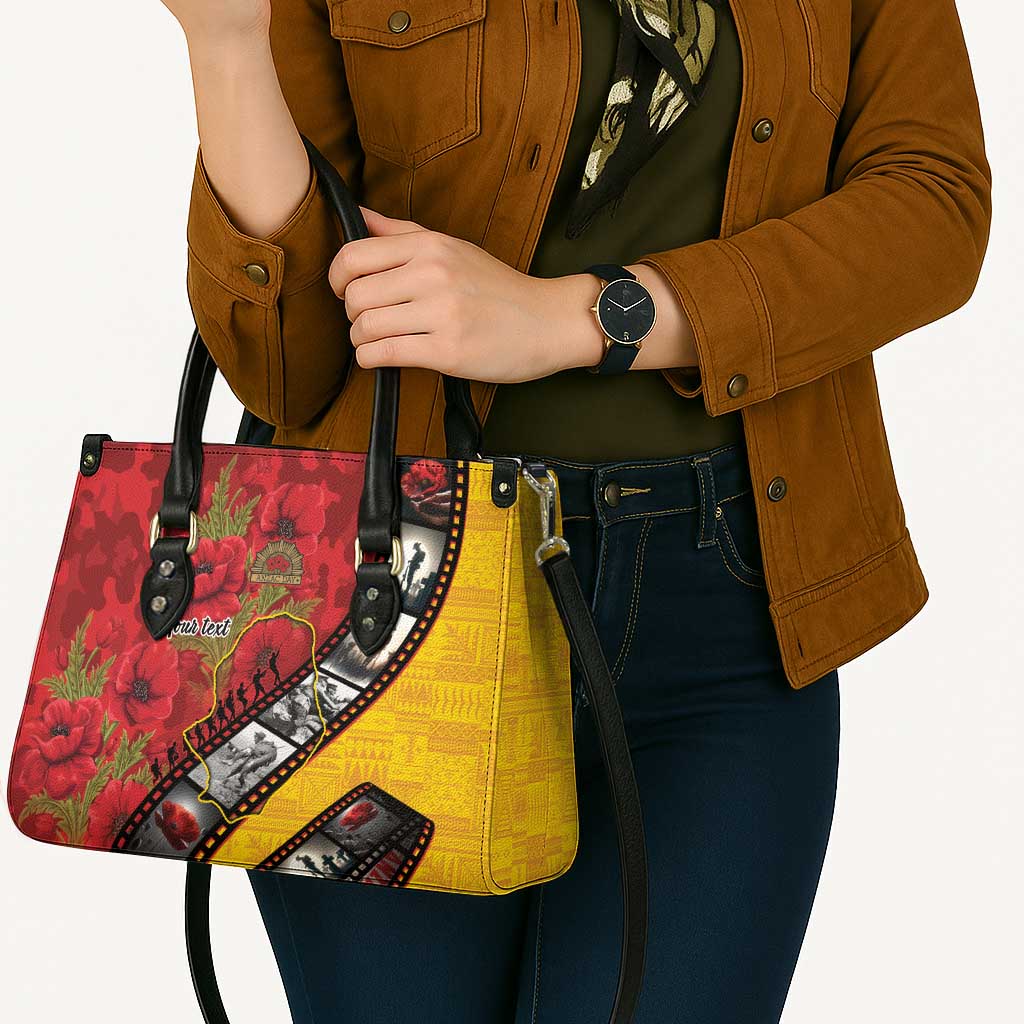 Personalised Niue ANZAC 1915-2026 Filmstrip Leather Bag Lest We Forget 25 April LT9 - Polynesian Pride