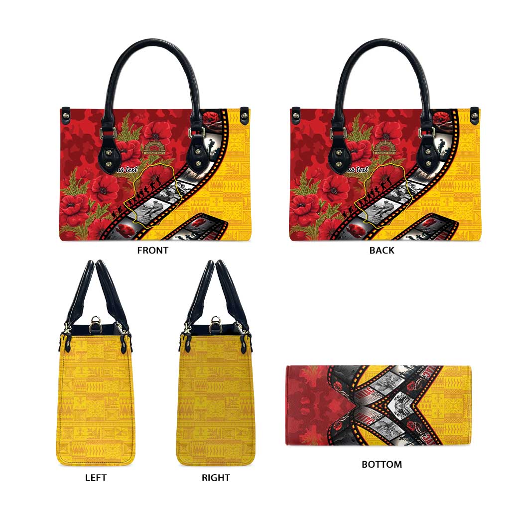Personalised Niue ANZAC 1915-2026 Filmstrip Leather Bag Lest We Forget 25 April LT9 - Polynesian Pride