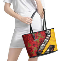 Personalised Niue ANZAC 1915-2026 Filmstrip Leather Tote Bag Lest We Forget 25 April LT9 - Polynesian Pride