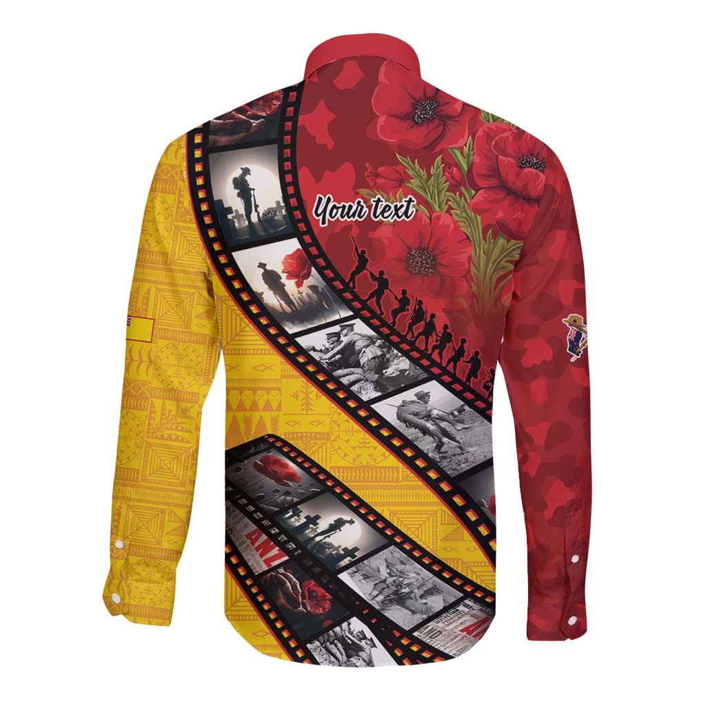 Personalised Niue ANZAC 1915-2026 Filmstrip Long Sleeve Button Shirt Lest We Forget 25 April