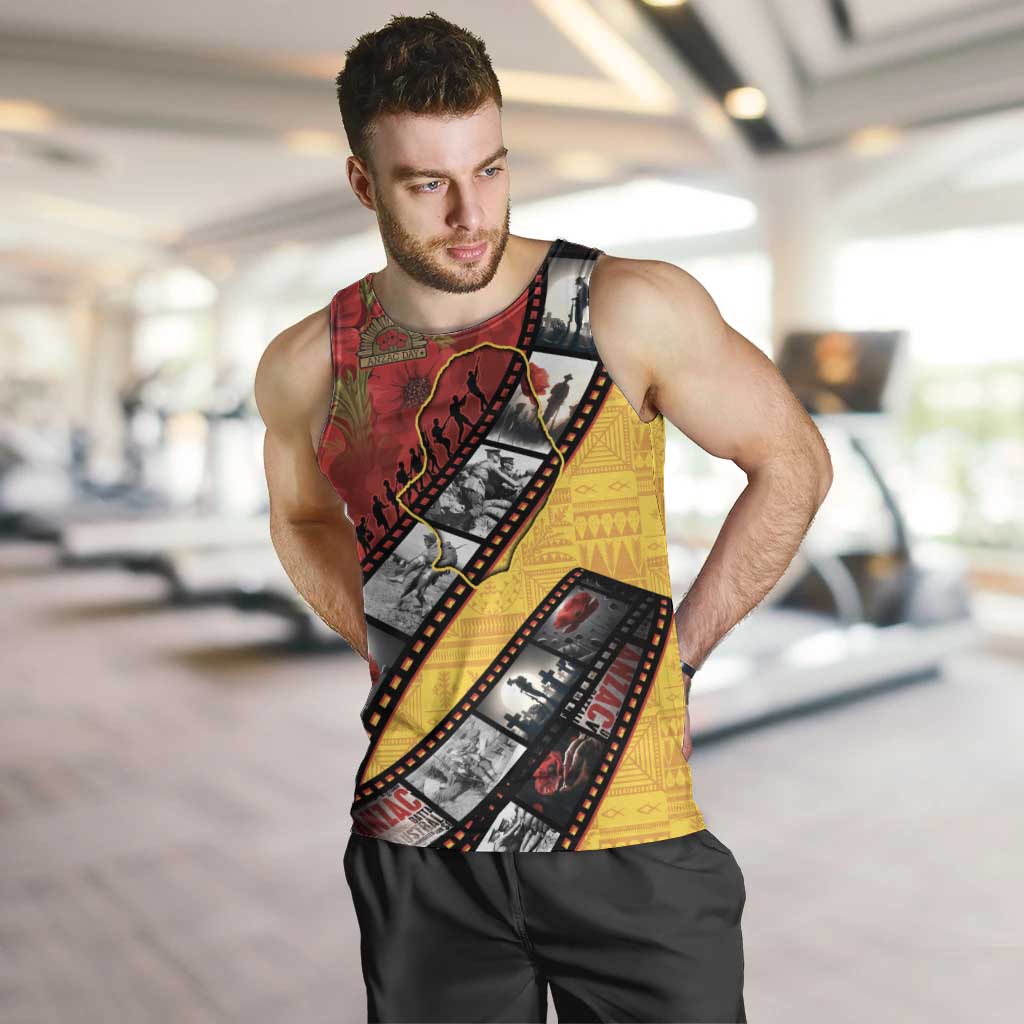 Personalised Niue ANZAC 1915-2026 Filmstrip Men Tank Top Lest We Forget 25 April
