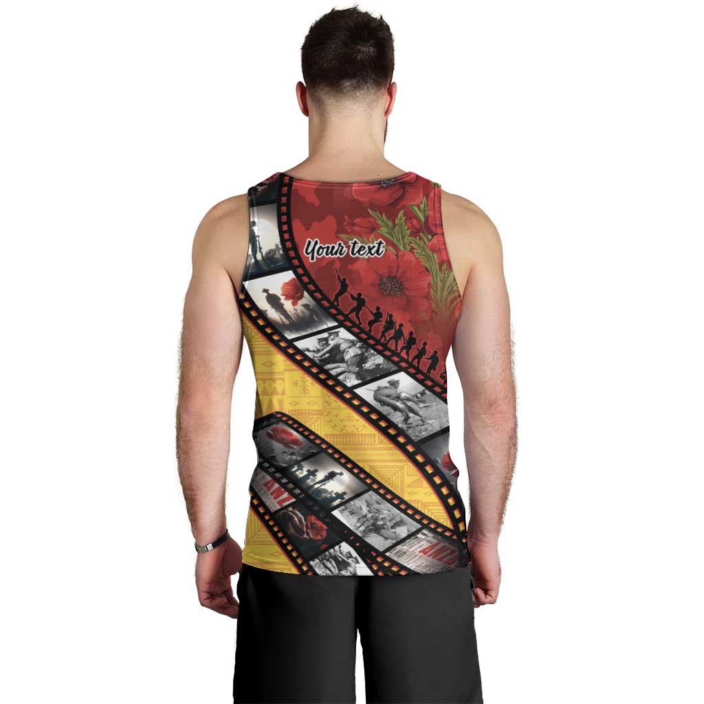 Personalised Niue ANZAC 1915-2026 Filmstrip Men Tank Top Lest We Forget 25 April LT9 - Polynesian Pride