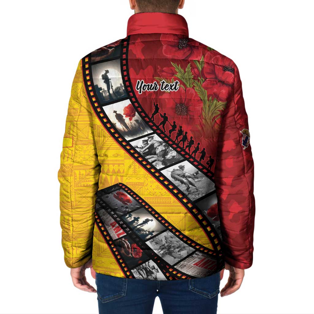 Personalised Niue ANZAC 1915-2026 Filmstrip Padded Jacket Lest We Forget 25 April LT9 - Polynesian Pride