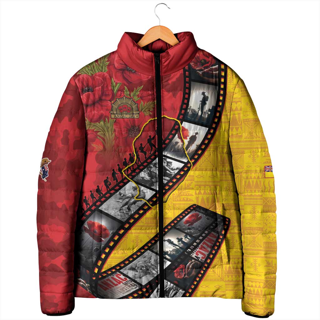 Personalised Niue ANZAC 1915-2026 Filmstrip Padded Jacket Lest We Forget 25 April LT9 - Polynesian Pride