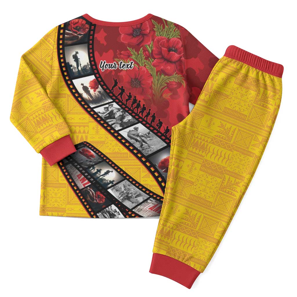 Personalised Niue ANZAC 1915-2026 Filmstrip Pajama Set Lest We Forget 25 April LT9 - Polynesian Pride
