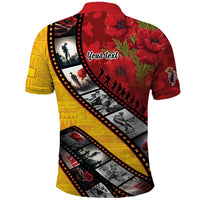 Personalised Niue ANZAC 1915-2026 Filmstrip Polo Shirt Lest We Forget 25 April LT9 - Polynesian Pride
