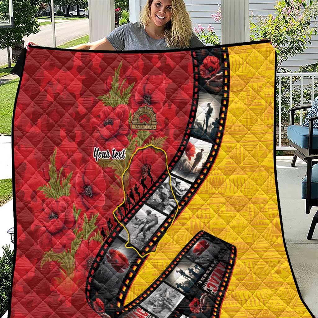 Personalised Niue ANZAC 1915-2026 Filmstrip Quilt Lest We Forget 25 April LT9 Gold - Polynesian Pride
