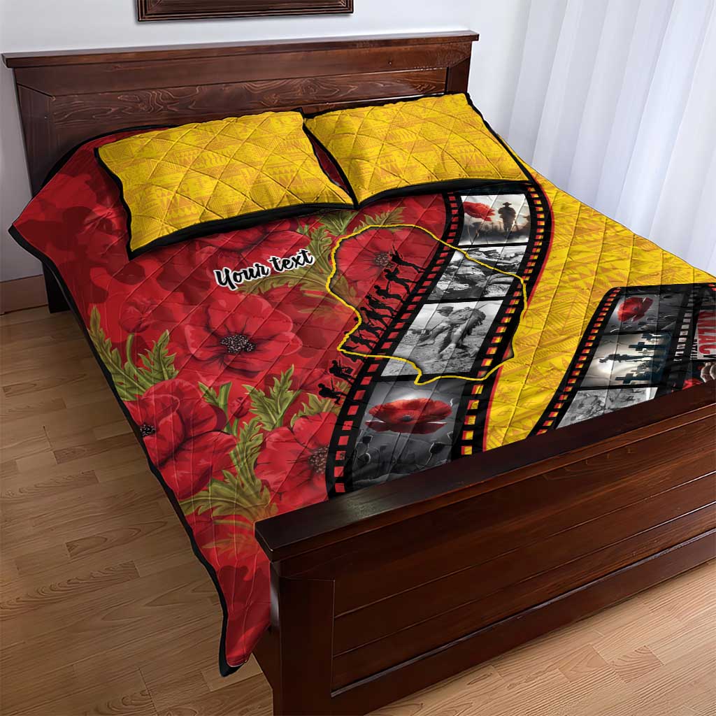 Personalised Niue ANZAC 1915-2026 Filmstrip Quilt Bed Set Lest We Forget 25 April LT9 - Polynesian Pride