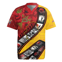 Personalised Niue ANZAC 1915-2026 Filmstrip Rugby Jersey Lest We Forget 25 April LT9 Gold - Polynesian Pride
