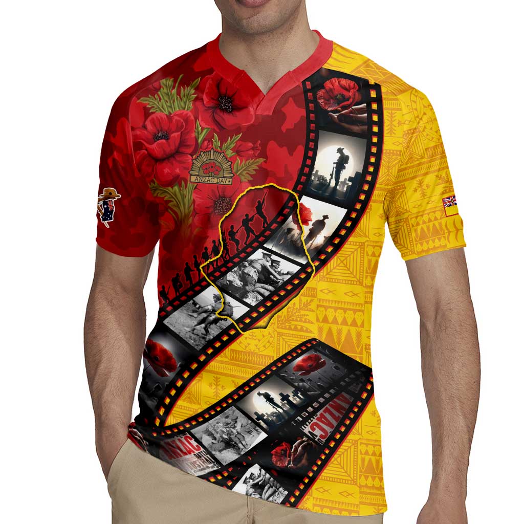 Personalised Niue ANZAC 1915-2026 Filmstrip Rugby Jersey Lest We Forget 25 April LT9 - Polynesian Pride