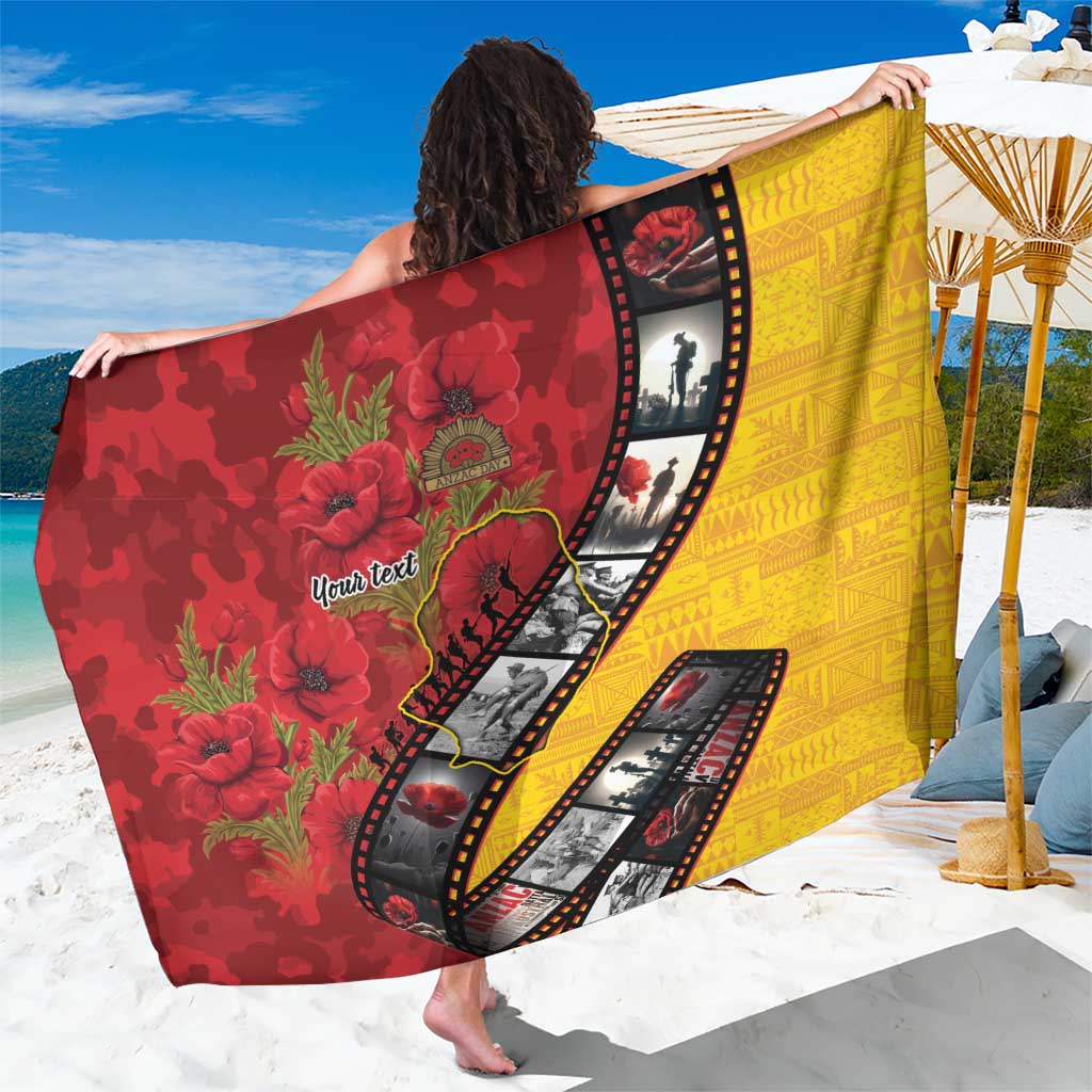 Personalised Niue ANZAC 1915-2026 Filmstrip Sarong Lest We Forget 25 April LT9 One Size 44 x 66 inches Gold - Polynesian Pride