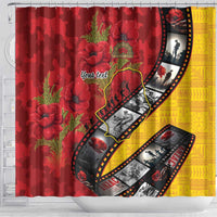 Personalised Niue ANZAC 1915-2026 Filmstrip Shower Curtain Lest We Forget 25 April LT9 - Polynesian Pride