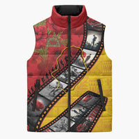 Personalised Niue ANZAC 1915-2026 Filmstrip Sleeveless Puffer Jacket Lest We Forget 25 April LT9 Unisex Gold - Polynesian Pride