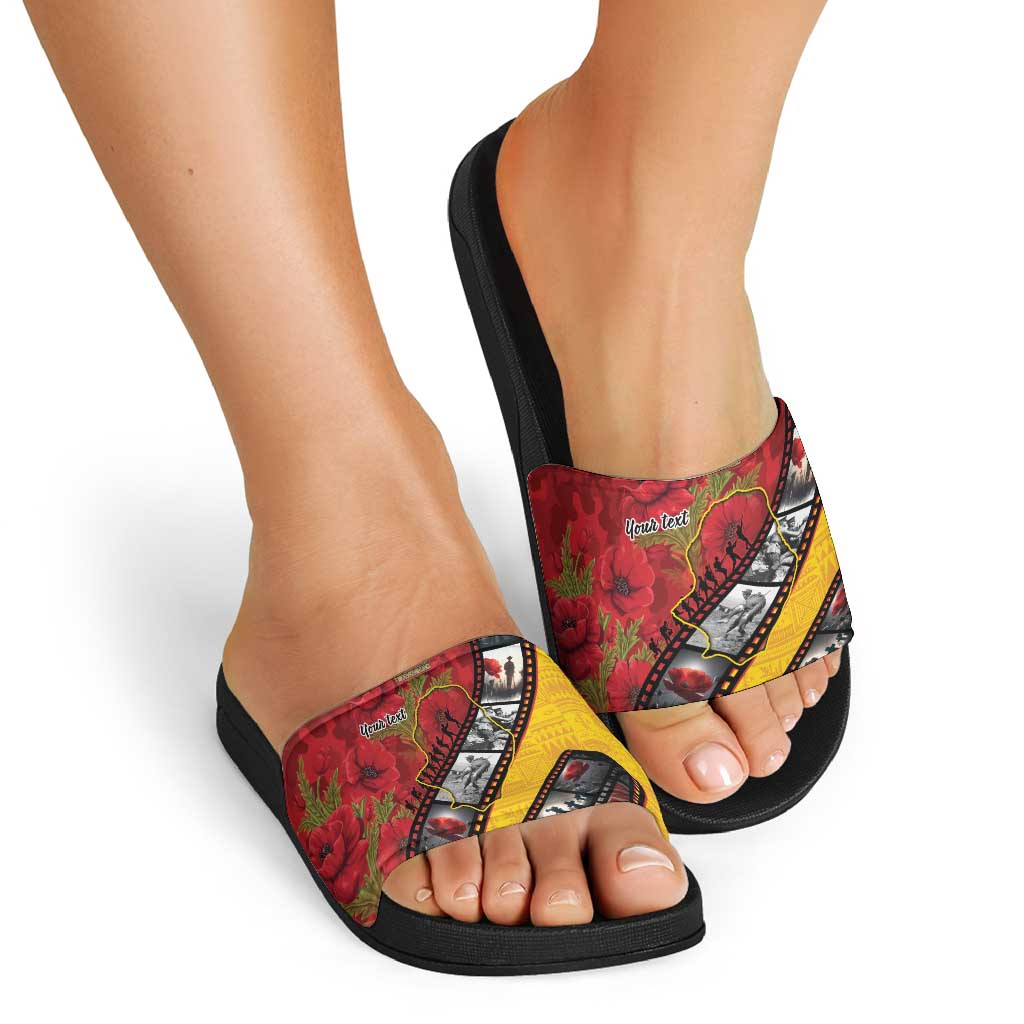 Personalised Niue ANZAC 1915-2026 Filmstrip Slide Sandals Lest We Forget 25 April LT9 - Polynesian Pride