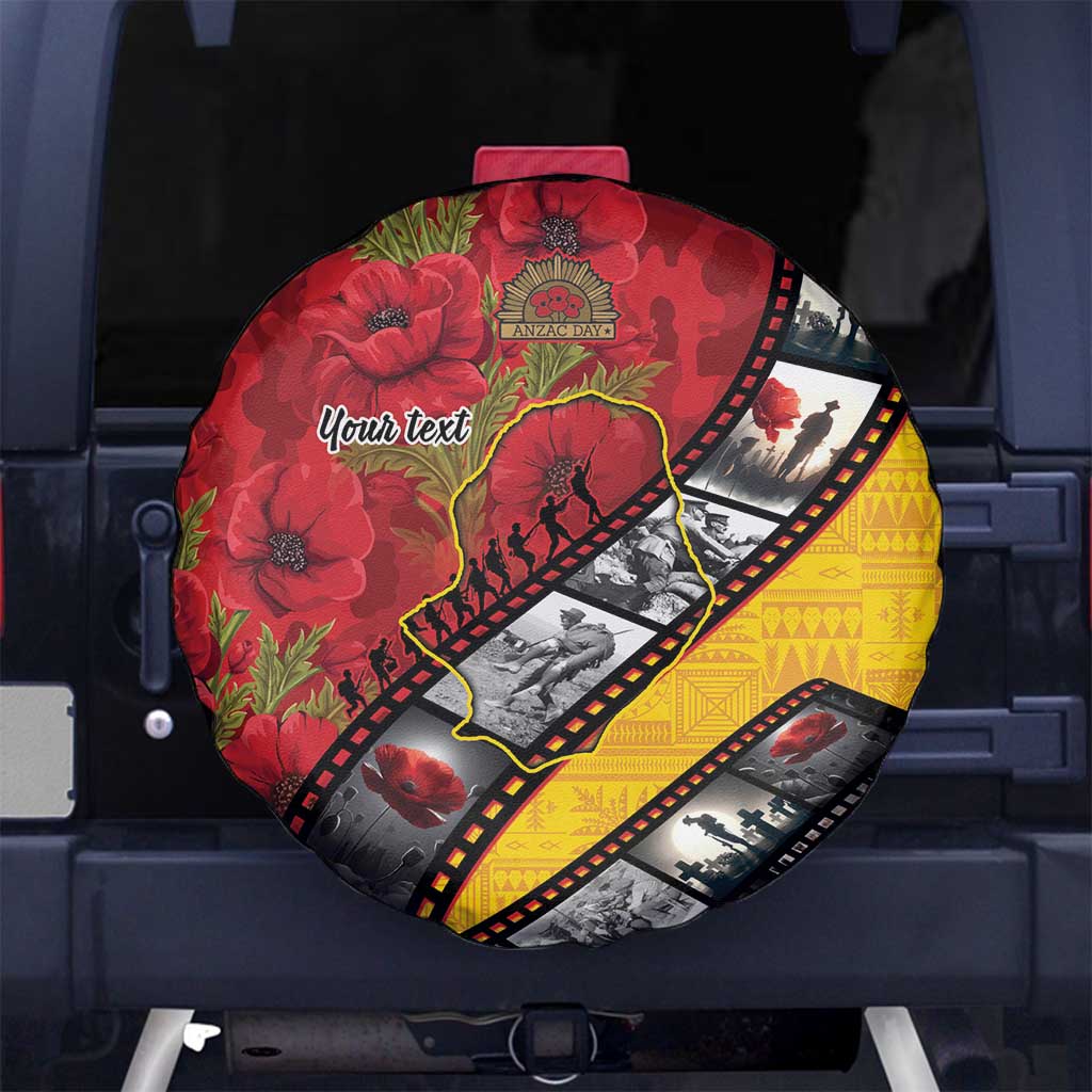 Personalised Niue ANZAC 1915-2026 Filmstrip Spare Tire Cover Lest We Forget 25 April LT9 No hole Gold - Polynesian Pride