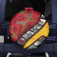 Personalised Niue ANZAC 1915-2026 Filmstrip Spare Tire Cover Lest We Forget 25 April LT9 No hole Gold - Polynesian Pride