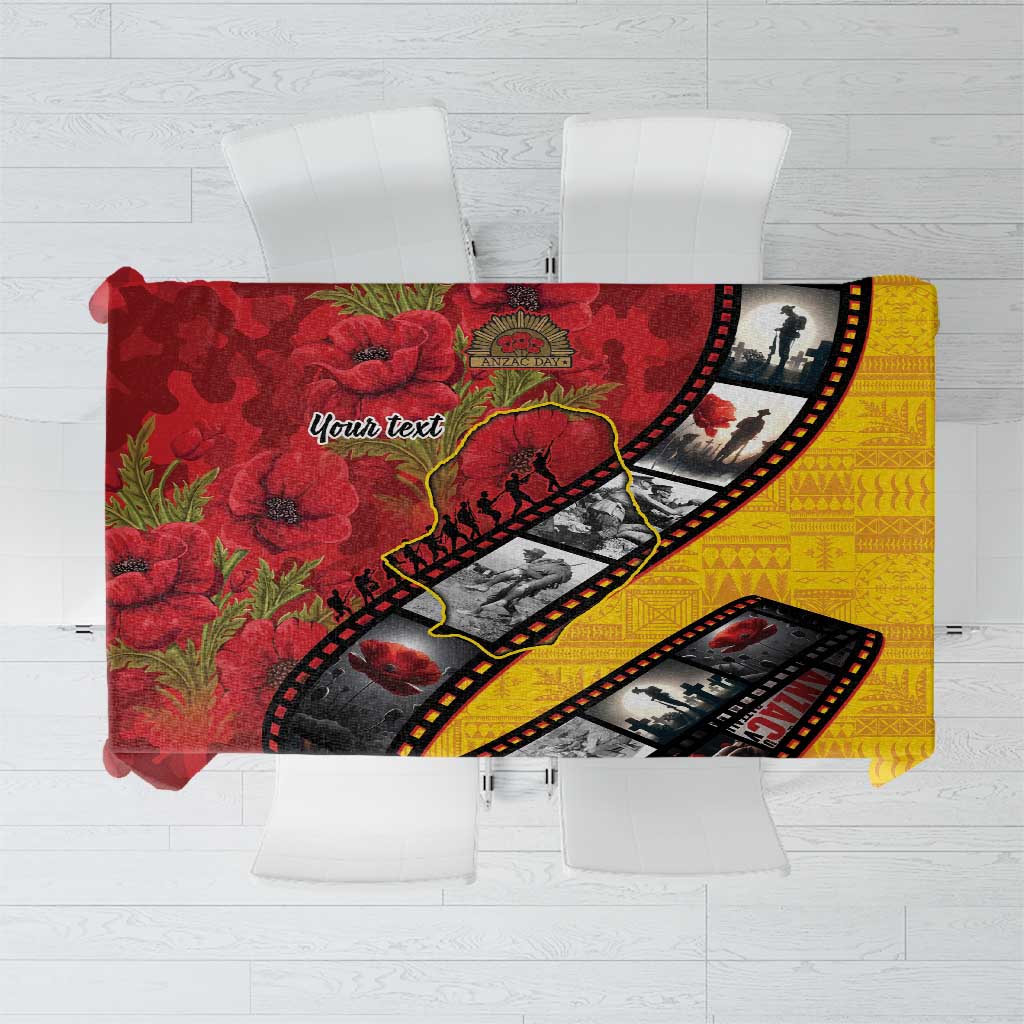 Personalised Niue ANZAC 1915-2026 Filmstrip Tablecloth Lest We Forget 25 April LT9 Gold - Polynesian Pride