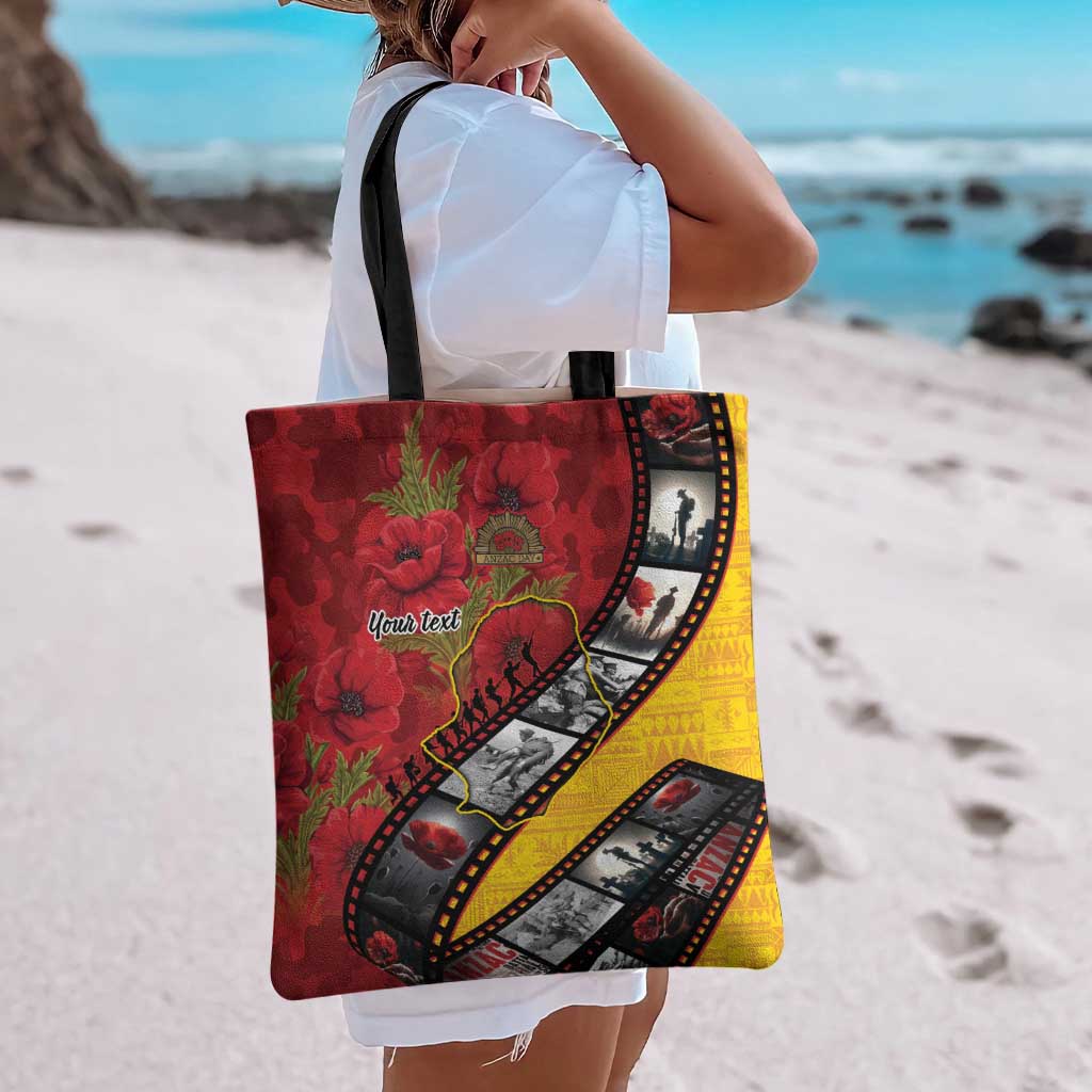 Personalised Niue ANZAC 1915-2026 Filmstrip Tote Bag Lest We Forget 25 April LT9 - Polynesian Pride