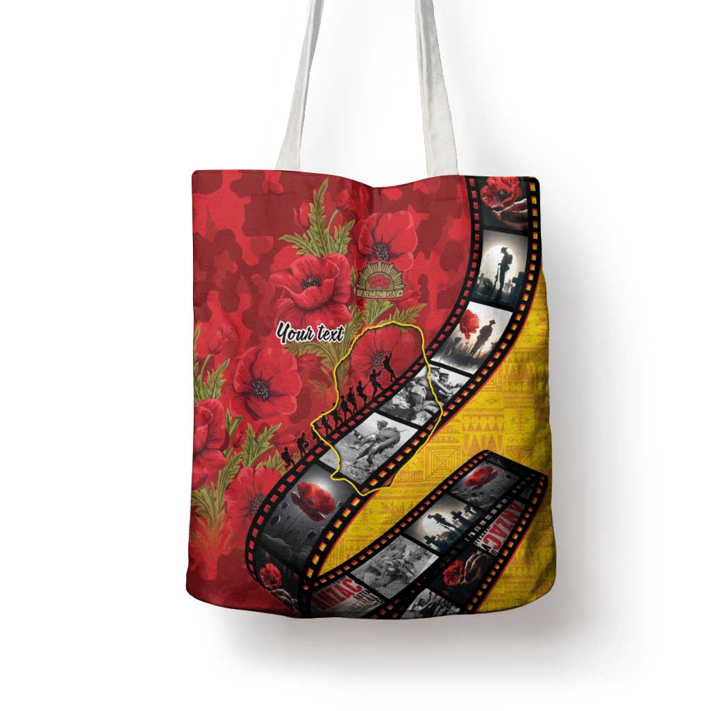 Personalised Niue ANZAC 1915-2026 Filmstrip Tote Bag Lest We Forget 25 April LT9 - Polynesian Pride