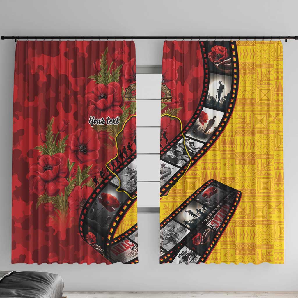 Personalised Niue ANZAC 1915-2026 Filmstrip Window Curtain Lest We Forget 25 April LT9 With Hooks Gold - Polynesian Pride