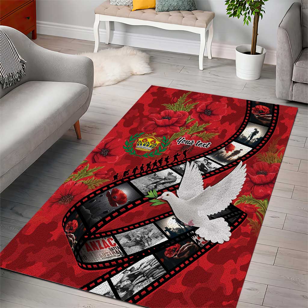 Personalised Tonga ANZAC 1915-2026 Filmstrip Area Rug Lest We Forget 25 April LT9 - Polynesian Pride