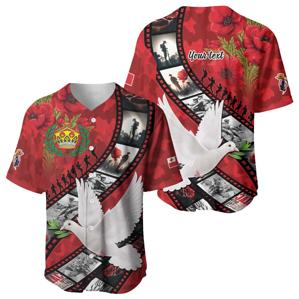 Personalised Tonga ANZAC 1915-2026 Filmstrip Baseball Jersey Lest We Forget 25 April LT9 - Polynesian Pride
