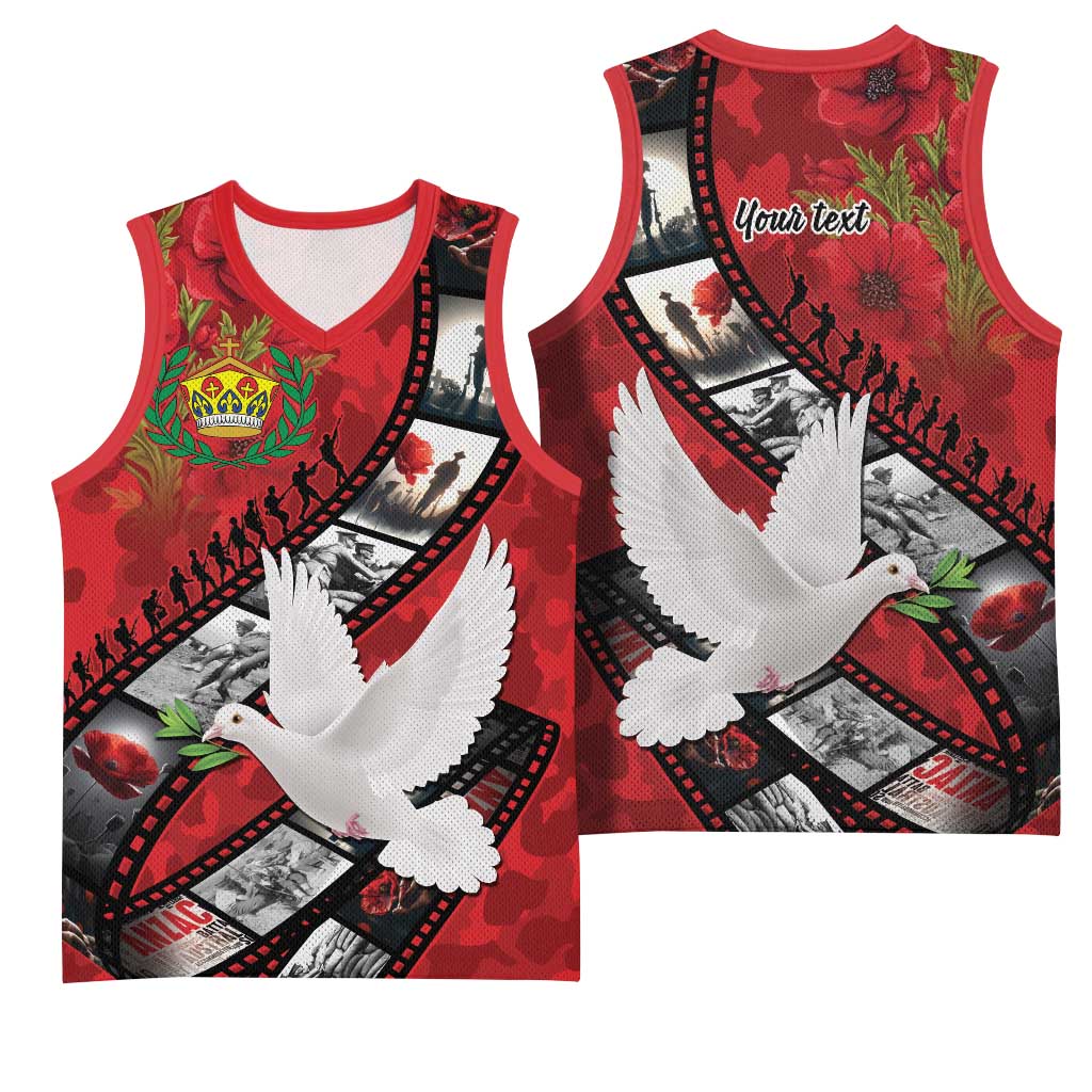 Personalised Tonga ANZAC 1915-2026 Filmstrip Basketball Jersey Lest We Forget 25 April LT9 - Polynesian Pride