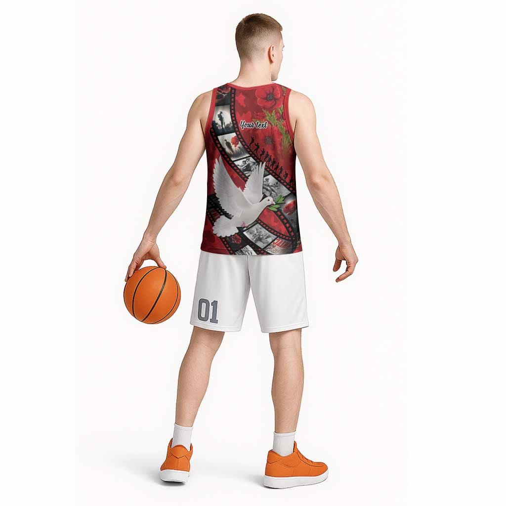 Personalised Tonga ANZAC 1915-2026 Filmstrip Basketball Jersey Lest We Forget 25 April LT9 - Polynesian Pride