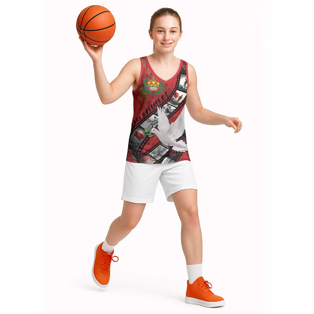 Personalised Tonga ANZAC 1915-2026 Filmstrip Basketball Jersey Lest We Forget 25 April LT9 - Polynesian Pride