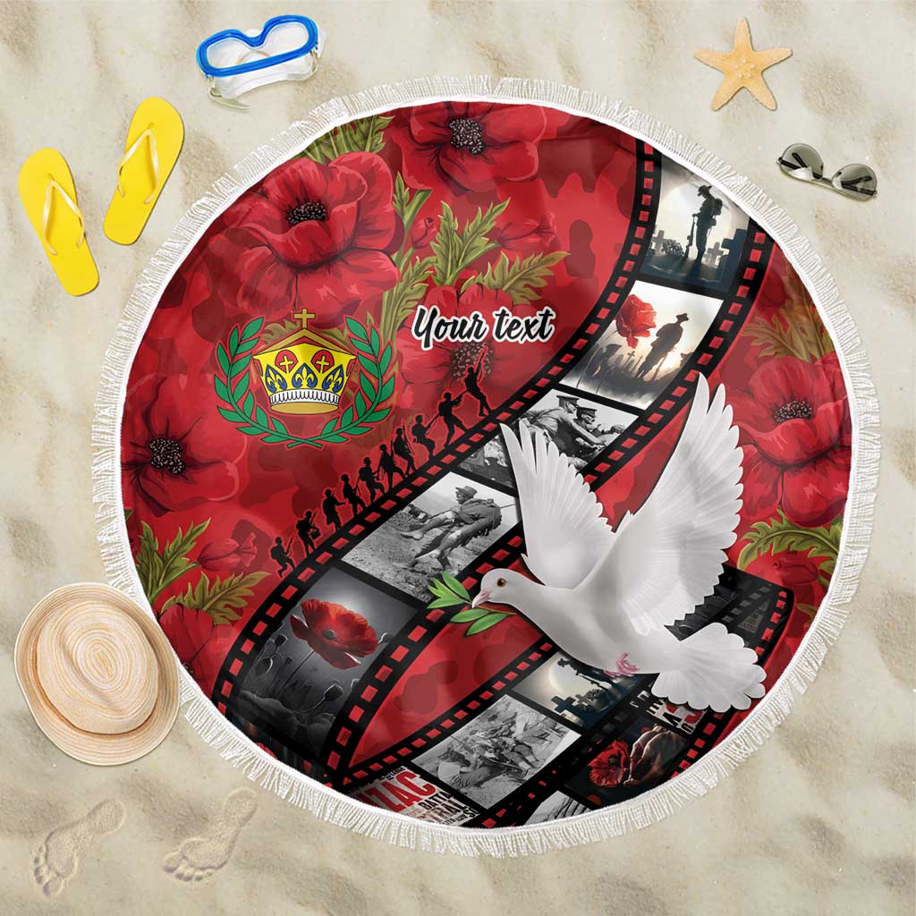 Personalised Tonga ANZAC 1915-2026 Filmstrip Beach Blanket Lest We Forget 25 April LT9 One Size 150cm Red - Polynesian Pride
