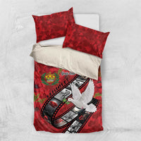 Personalised Tonga ANZAC 1915-2026 Filmstrip Bedding Set Lest We Forget 25 April LT9 US Twin 172cm x 218cm Red - Polynesian Pride
