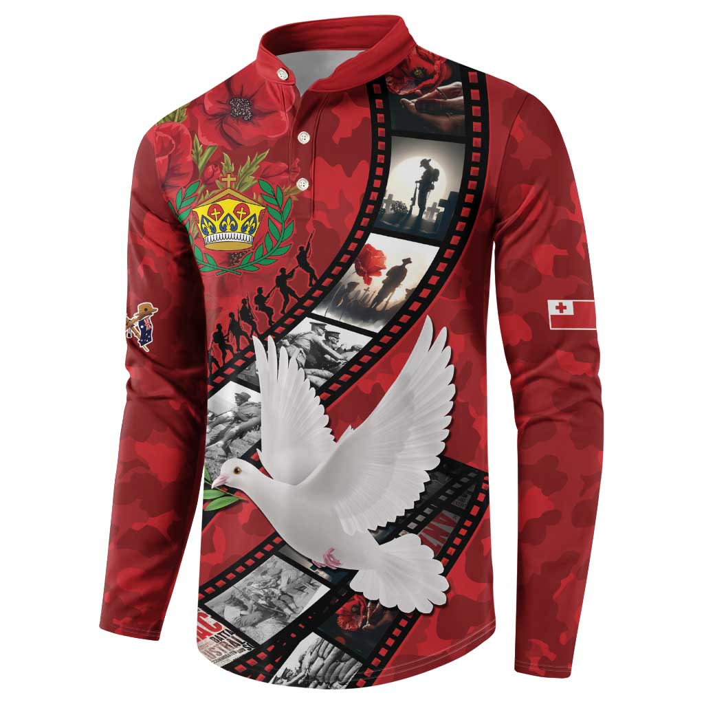 Personalised Tonga ANZAC 1915-2026 Filmstrip Button Sweatshirt Lest We Forget 25 April LT9 - Polynesian Pride